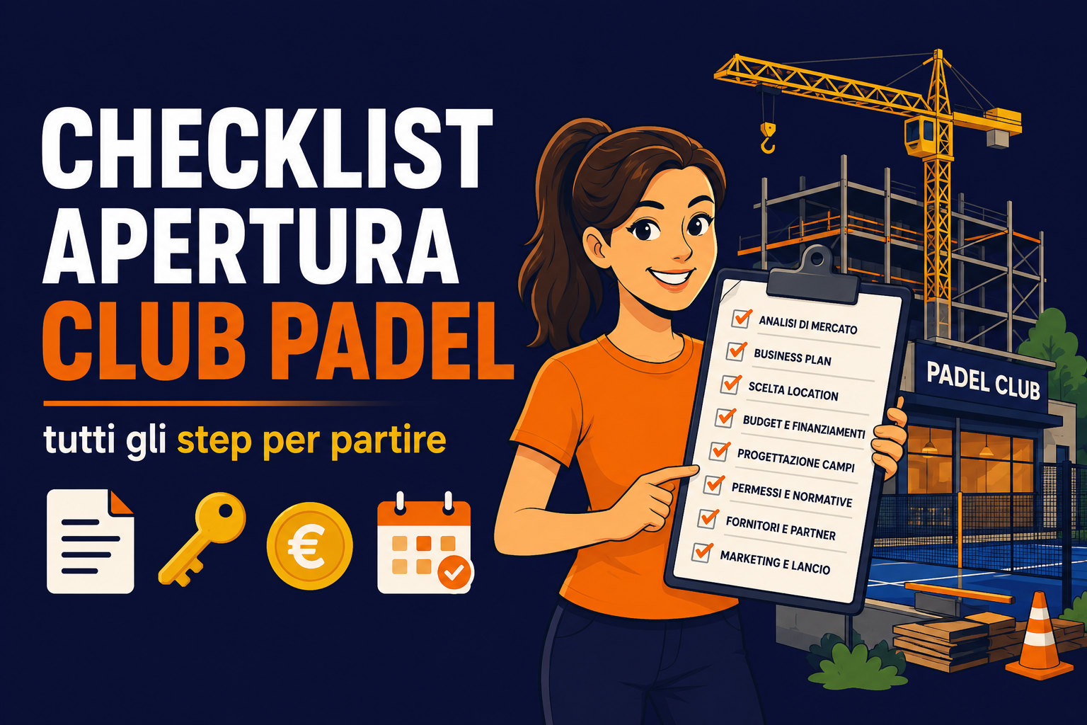 Checklist apertura club padel scaricabile con tutti gli step per avviare la struttura