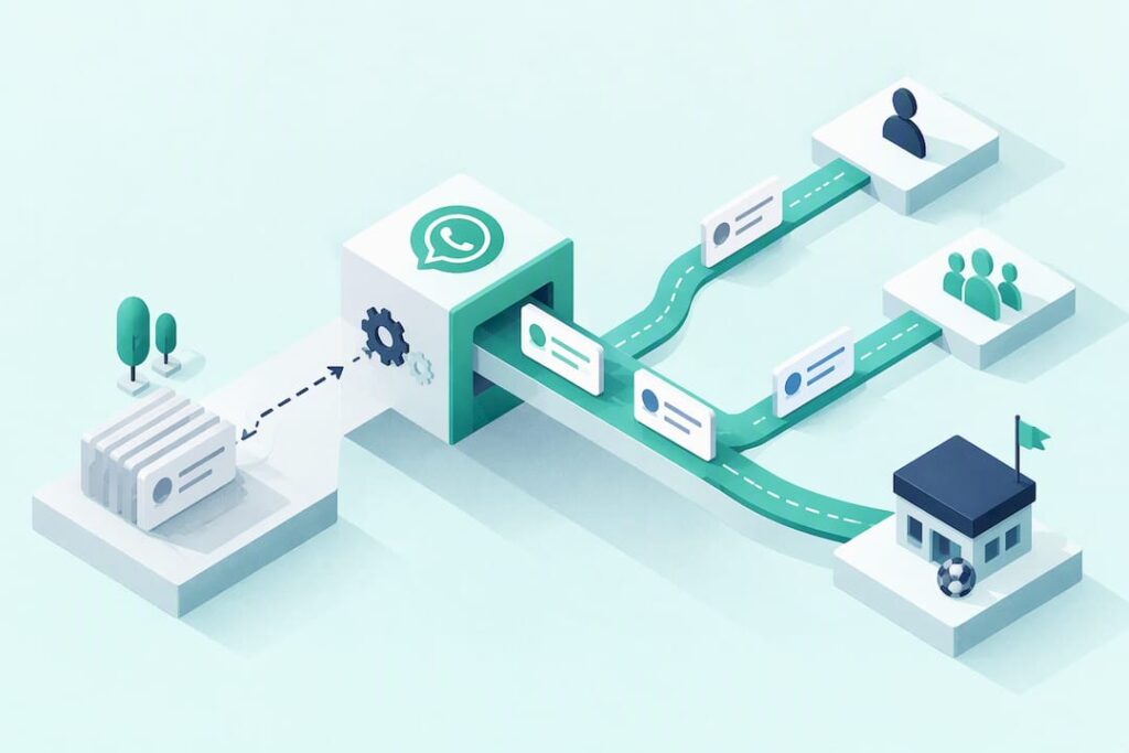 Illustrazione astratta del flusso di messaggi automatici