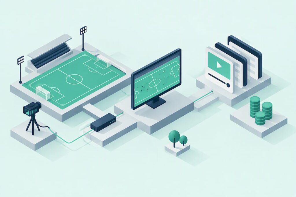 Illustrazione isometrica di streaming sportivo