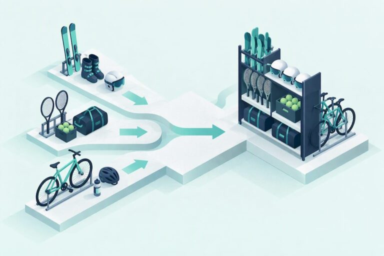 Illustrazione isometrica della gestione del noleggio
